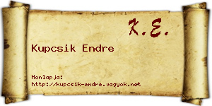Kupcsik Endre névjegykártya